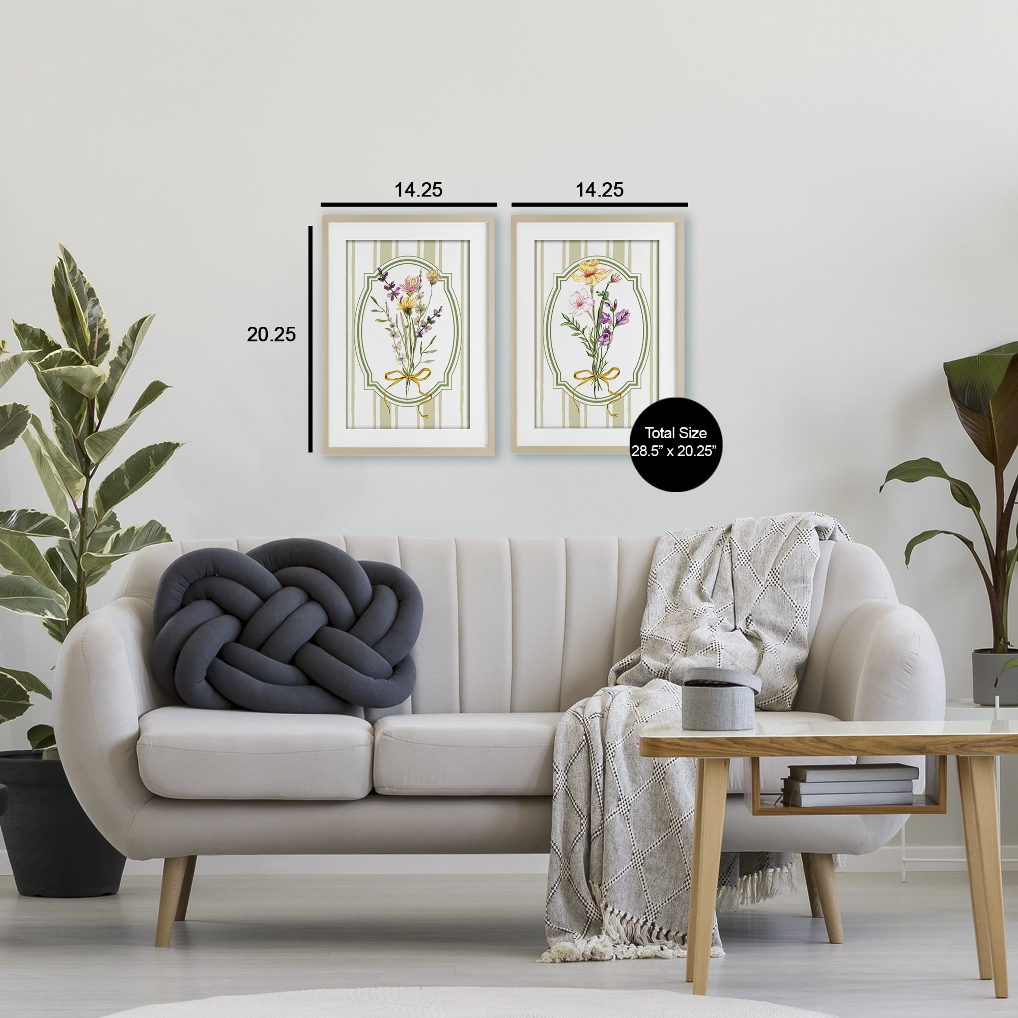 Wildflower Bundles Classic Stripes 2 Piece Birch Framed Print Under Glass Set, design by Adonna Ebrahimi