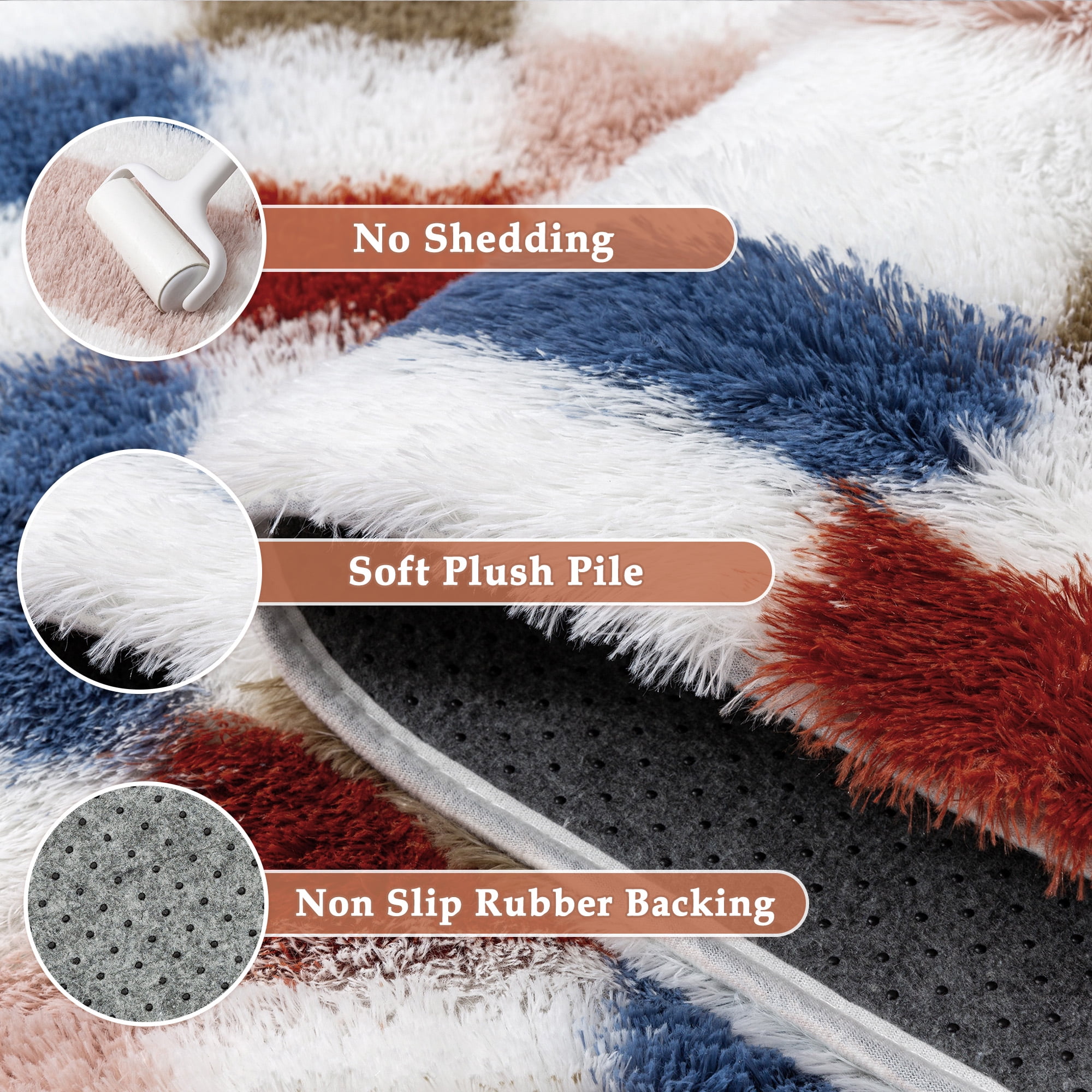 BERTHMEER 5'x8' Checkered Rug for Living Room, Modern Colorful Checkerboard Shag Rug Non-Slip Area Rug Soft Indoor Fluffy Rugs for Bedroom Carpet Home Dorm Aesthetic Decor