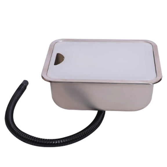 RV Undermount Sink Set with Cutting Board - 15x11 inch stainless steel caravan sink for trailers and campers. Includes accessories - perfect for compact outdoor kitchens and RV bars