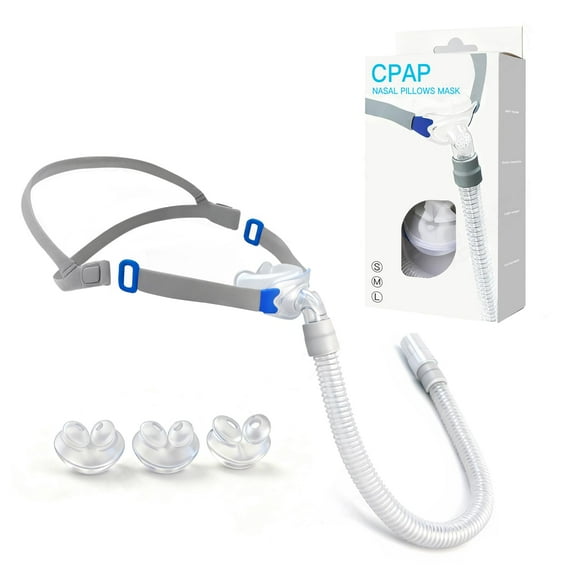 CPAP Nasal pillow mask supplies with Headgear, cpap-nose-mask Frame, Tube and 3x Different models of Nasal Pillow, Accessories Set Design for 22mm CPAPMachine