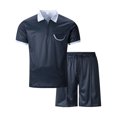 thumbnail image 3 of FAOWME Men's Summer 2 Piece Set Short Sleeved Lapel Half Zipper Solid Color Top And Shorts Comfortable Fashion Outfits For Casual Daily Wear,S,Black, 3 of 9