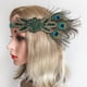thumbnail image 4 of Diadema plumas de rugiendo de los años 20 para mujer, diadema con de los años 20, color verde Zulema Diadema de mujer Flapper, 4 of 8