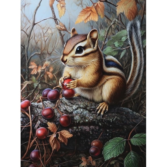 5D Eastern Chipmunk Diamond Art 12x16 Inch Full Drill Diamond Painting Kits for Adults & Beginners - DIY Art Crafts for Relaxation and Home Wall Decor 1