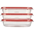 Rubbermaid TakeAlongs 4 Cup Rectangle Food Storage Containers, Set of 3, Red