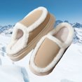 thumbnail image 4 of Viluyesy Womens Fuzzy Platform Slippers, Fleece Lining Cozy Warm Memory Foam Winter Slip On House Suede Shoes Khaki, 4 of 9