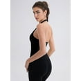 thumbnail image 2 of Women'S Halter Crop Top V Neck Workout Going Out Tank Top Sleeveless Backless Trendy Summer Camisole Black XL, 2 of 6