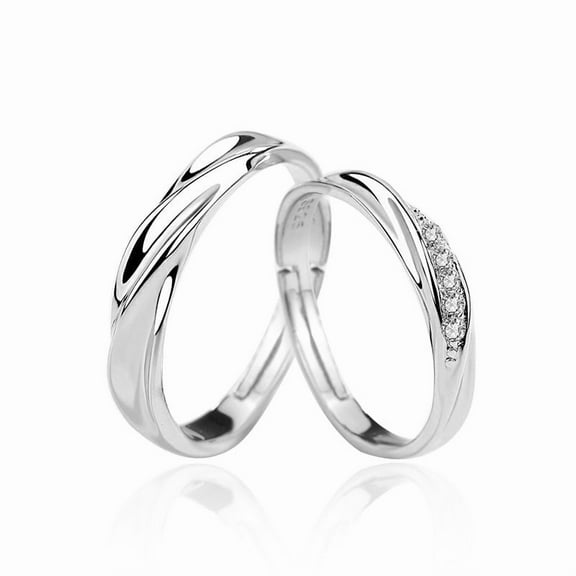 Whudwhu Couple Rings Set Minimalist Silver Open Design Wedding Ring Jewelry