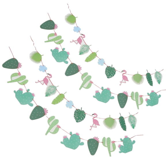 FRCOLOR 4 Pcs Hawaii Party Supplies Banner Paper Decorations Cactus Banquet Baby