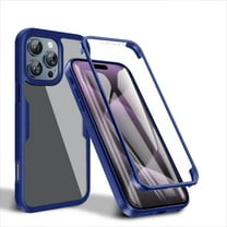 Allytechgroup for iPhone 16 Plus Case with Built-in Screen Protector, Full Body Protection Hard Acrylic Back Lightweight Scratch Resistant Clear Cover for iPhone 16 Plus - Blue