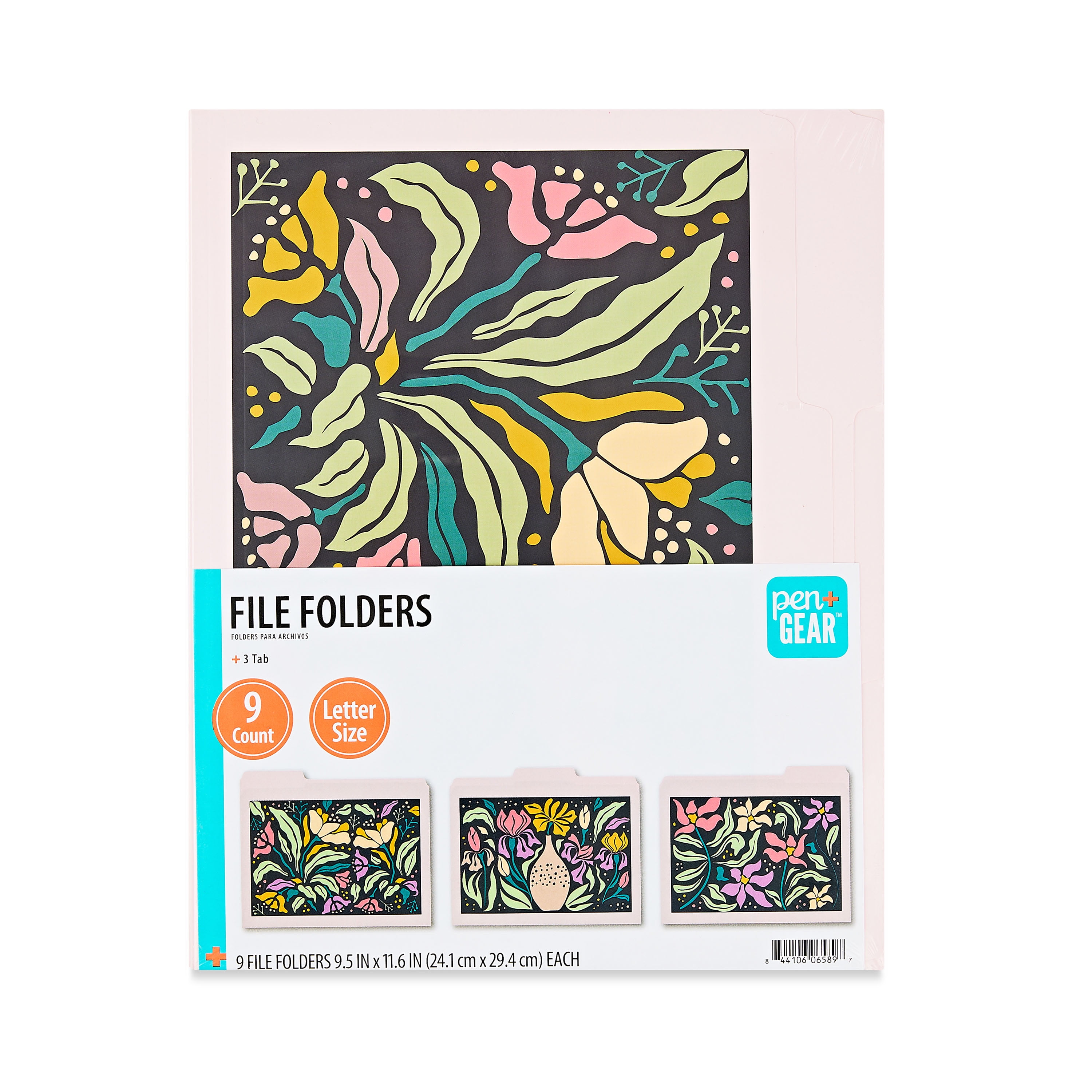 (2 pack) Pen+Gear 3-Tab File Folders, Letter Size, Multi-Color Floral, 9 Count, 9.5"x11.6"