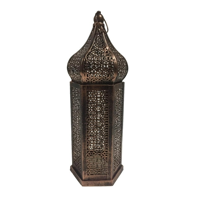 Luz de Linterna tallada hueca Lámpara decorativa retro marroquí con batería Jaula portátil Lámpara LED para Decoración Grande Sunnimix Linterna de interior