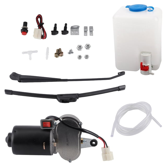 Kit de montaje de limpiaparabrisas eléctrico, brazo de cuchilla de motor, boquilla de agua, manguera para UTV ATV