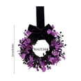 thumbnail image 3 of Cififendec Halloween Baby Breath Black Bow Wreath, 8.66", Dark Leaf Floral Round Door Hanging for Cemetery Fence Porch Gothic Spooky Holiday Decor, 3 of 5