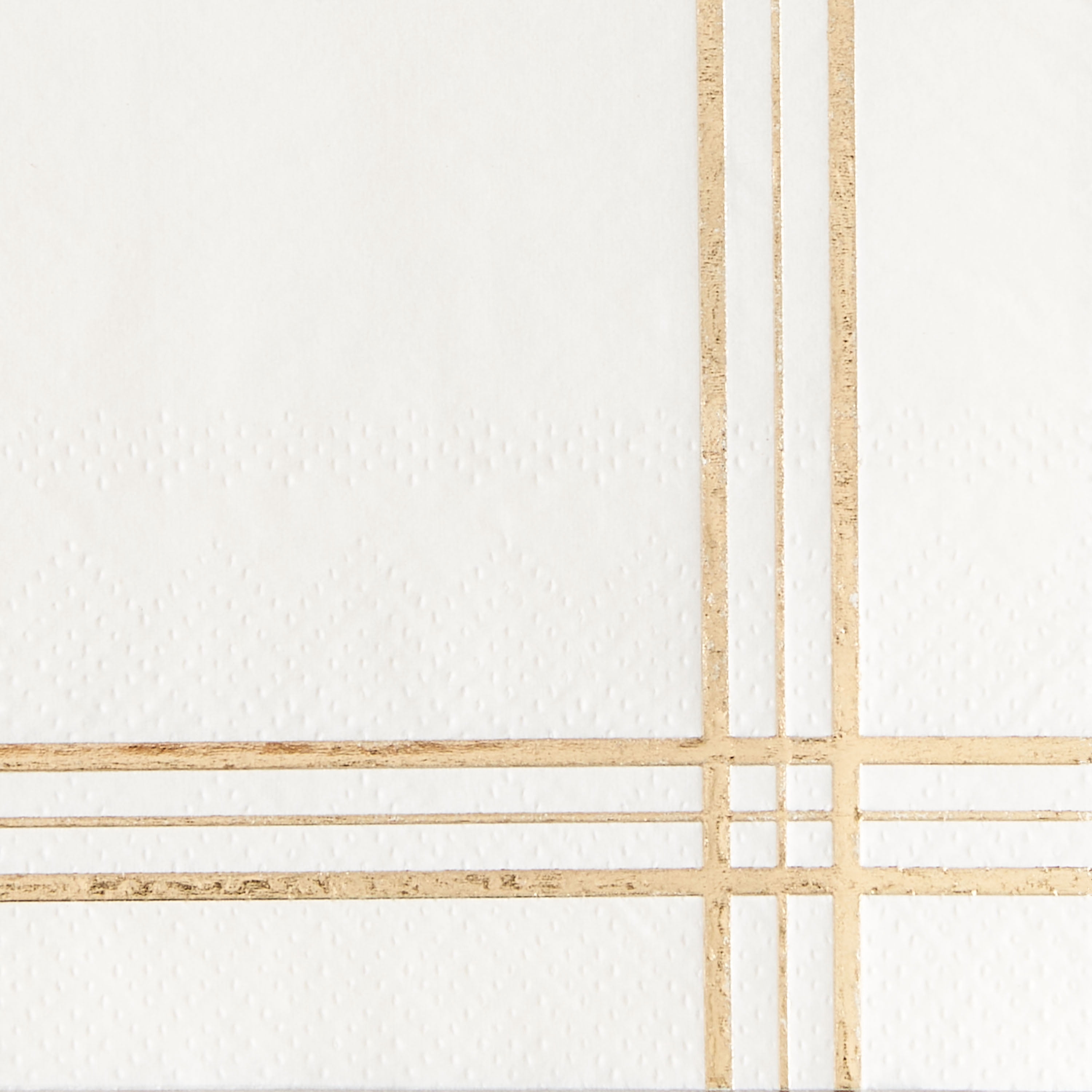 Way To Celebrate Disposable White and Gold Foil Paper Napkins, 4.25 in x 7.87 in, 40 Count
