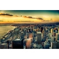 thumbnail image 2 of Duval, Richard 32x23 Gold Ornate Wood Framed with Double Matting Museum Art Print Titled - Washington State-Seattle Dusk on the Seattle skyline and Elliot Bay, 2 of 4