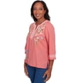thumbnail image 3 of Alfred Dunner Womens Bohemian Floral Embroidered Flutter Sleeve Top, 3 of 4
