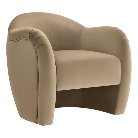 Maklaine Contemporary Performance Velvet Accent Armchair in Taupe