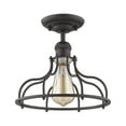 thumbnail image 2 of CHLOE Lighting JAXON Industrial-style 1 Light Rubbed Bronze Semi-flush Ceiling Fixture 10" Wide, 2 of 3