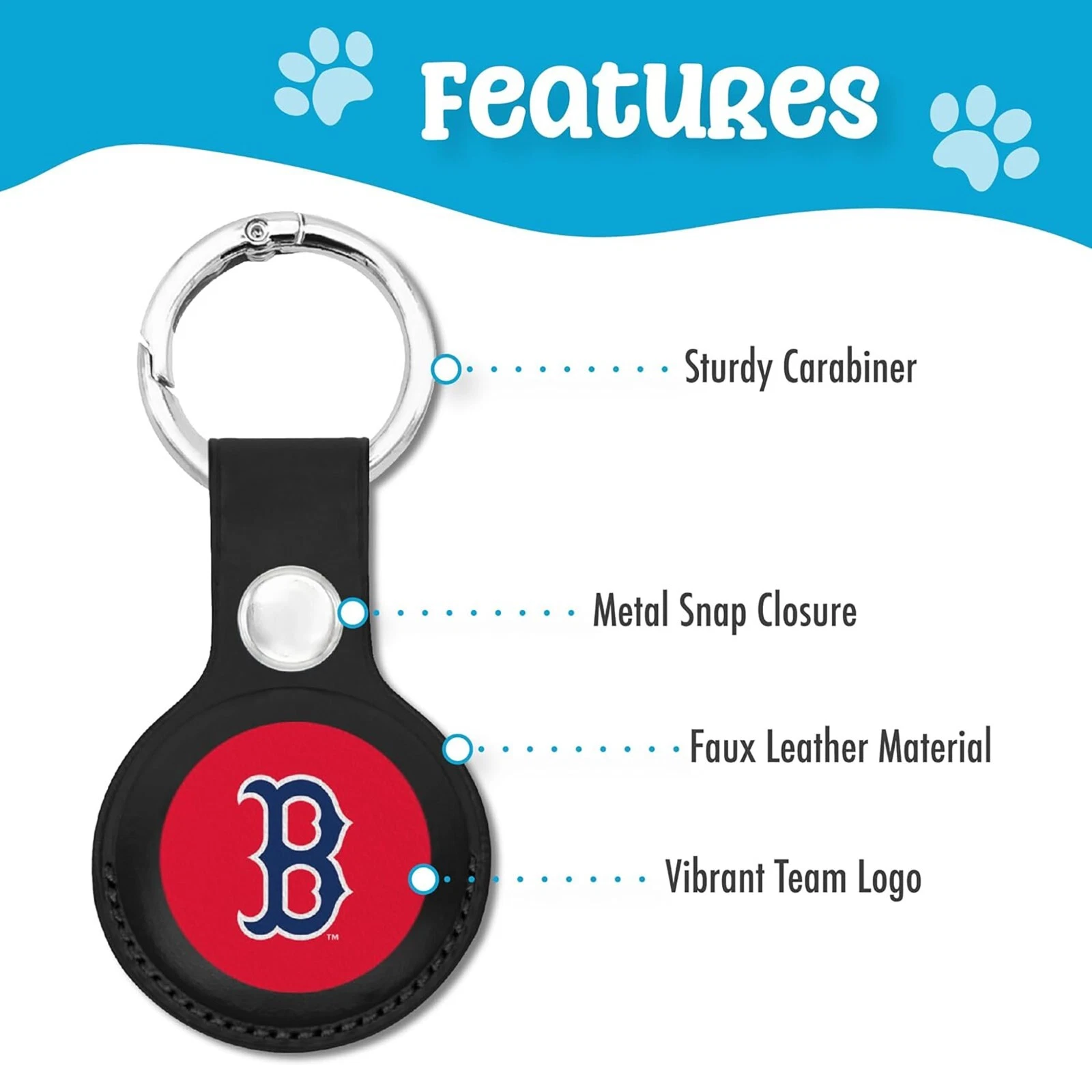 Pets First MLB Keychain Apple Air Tag Holder for Dogs & Cats Leather Airtag Case