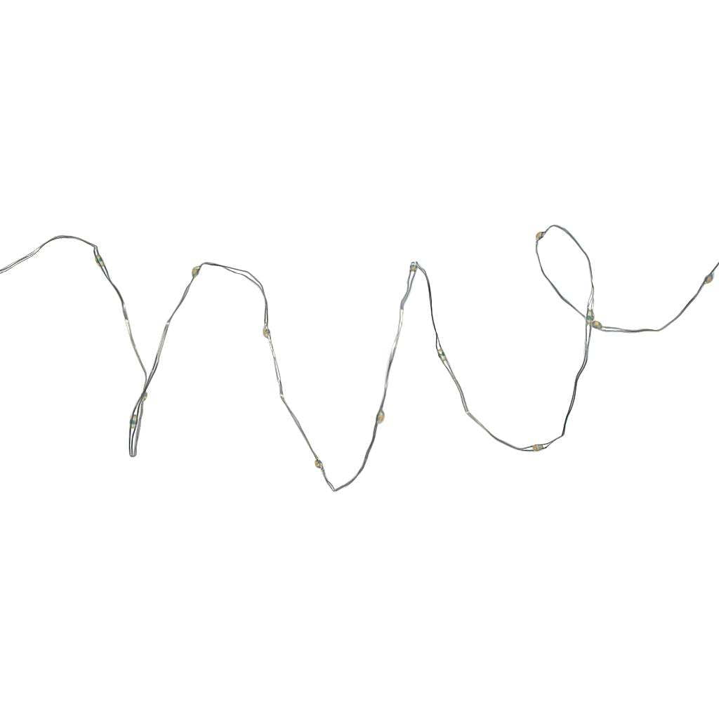 Gerson 93991 30 Light 5' Silver Wire Warm White Battery Operated LED