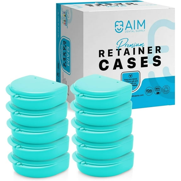 ADS Retainer Case with Vent Holes, Perfect Retainer Holder, Mouth Guard Case, Aligner Case, Retainer Cases (Aqua-Pack of 10)
