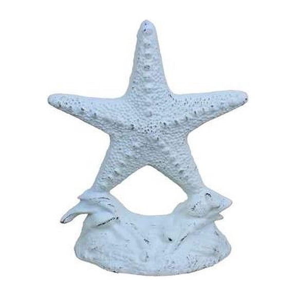 Handcrafted Model Ships K-0155-W 11 in. Cast Iron Starfish Door Stopper - Whitewashed