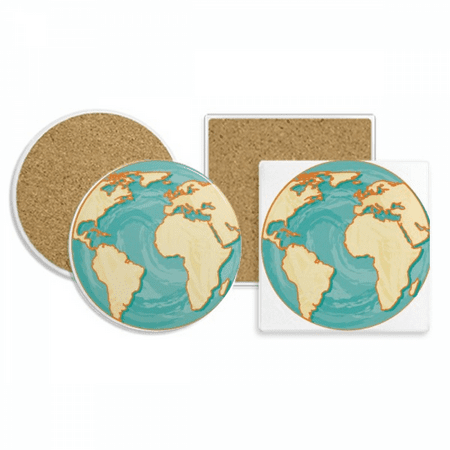 

Earth Blue Ocean Yellow World Coaster Cup Mug Holder Absorbent Stone Cork Base Set
