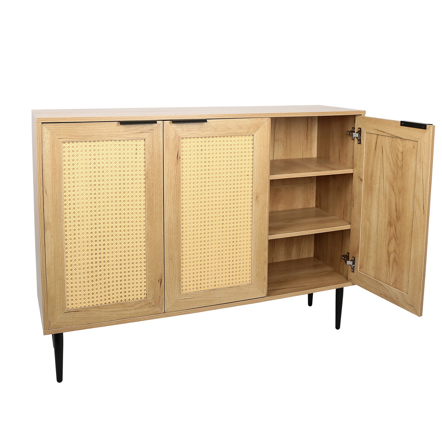 Kadyn 47.24" Wide Kitchen Buffet Storage Cabinet with 3 Rattan Doors, Sideboard Buffet Cabinet for Bedroom Living Room with 3-Tier Shelving, Natural Kadyn 47.24" Wide Kitchen Buffet Storage Cabinet with 3 Rattan Doors, Sideboard Buffet Cabinet for Bedroom Living Room with 3-Tier Shelving, Natural