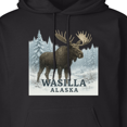 thumbnail image 3 of Inktastic Wasilla Alaska Moose Winter Scene Adult Hoodie Sweatshirt, 3 of 4