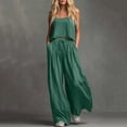 thumbnail image 2 of Miluxas Women's Summer 2 Piece Outfits Set Square neck Sleeveless Tank Crop Top Wide Leg pants Set Pockets Jumpsuits Green, 2 of 9