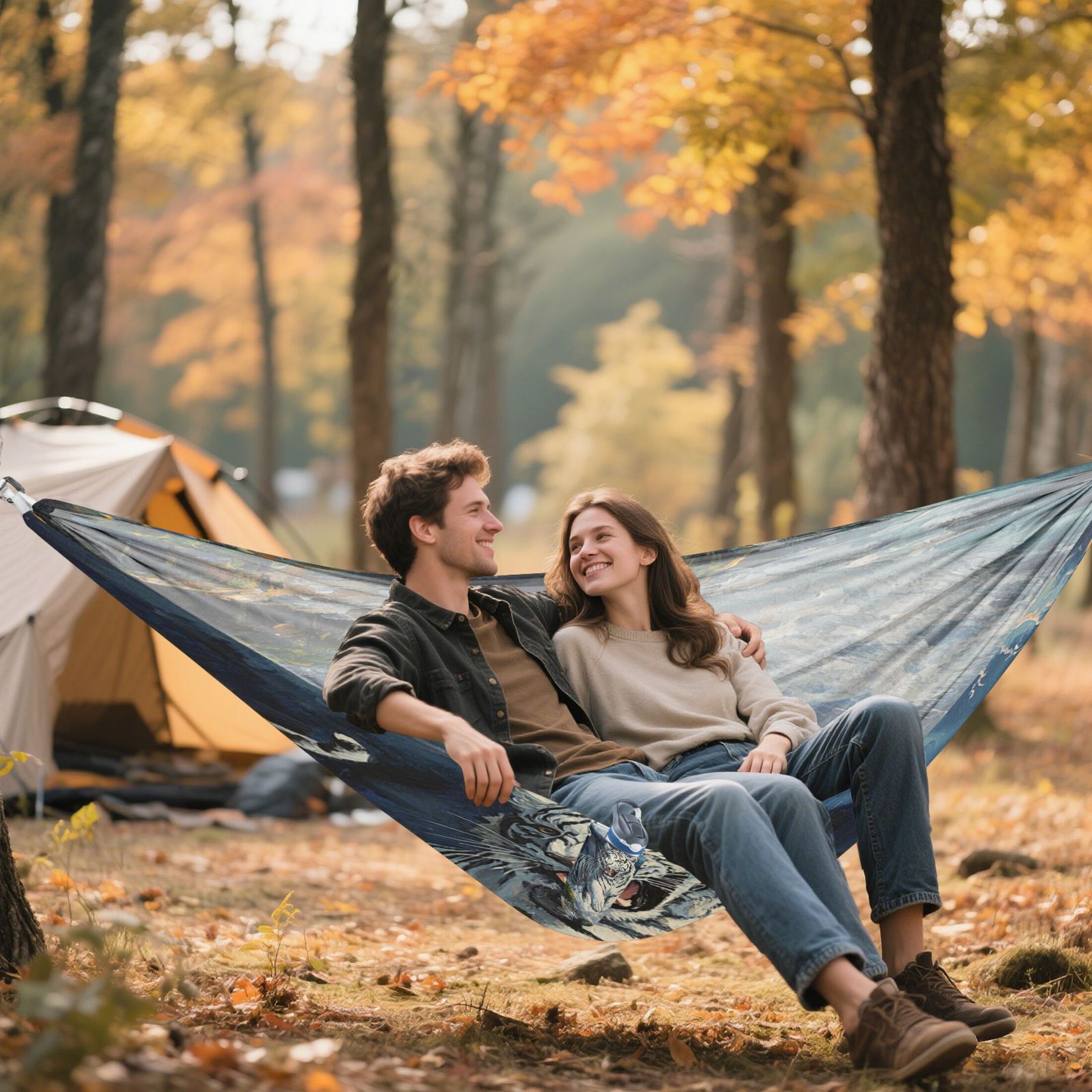 Hammock Camping Hammock Nylon Portable Hammock Travel Camping Hammock The Sea and The White Tiger