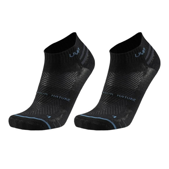 UYN Calcetines deportivos unisex , paquete de 2 - Calcetines de corte bajo para uso diario, logotipo, unicolor Negro 39-41