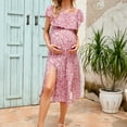 thumbnail image 2 of Maternity Dress Women's Off Shoulder Split A Line Casual Maxi Dress, 2 of 5