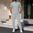 thumbnail image 2 of Dagugfen Lounge Sets for Men 2 Piece Textured Workwear Quarter Zip Shirts and Pants Casual Travel Outfits, 2 of 6