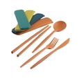 thumbnail image 1 of 1pc Creative Portable Pp Cutlery Set, 4pcs Knife, Fork, Spoon, Chopsticks Set, Outdoor Portable Gift, Student Travel Cutlery,Suitable For Outdoor Trav, 1 of 5