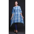 thumbnail image 5 of Bimba Blue Stripe Shibori Printed Tops For Women Asymmetric Kurti Summer Dress For Girls XXX-Large, 5 of 6
