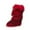Red Middle Mid Calf Boots, variant on High-Top Snow Boots with Belt Buckle, Fashionable Warm Leather Boots for Winter Casual and Outdoor Wear