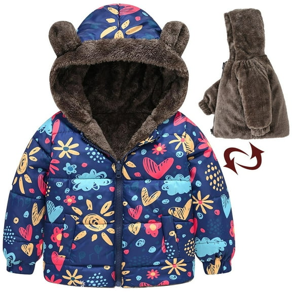 Lilgiuy Boys Girls Hooded Down Jacket Winter Warm Fleece Lined Coat Windproof Zipper Puffer Outerwear for Halloween Thanksgiving