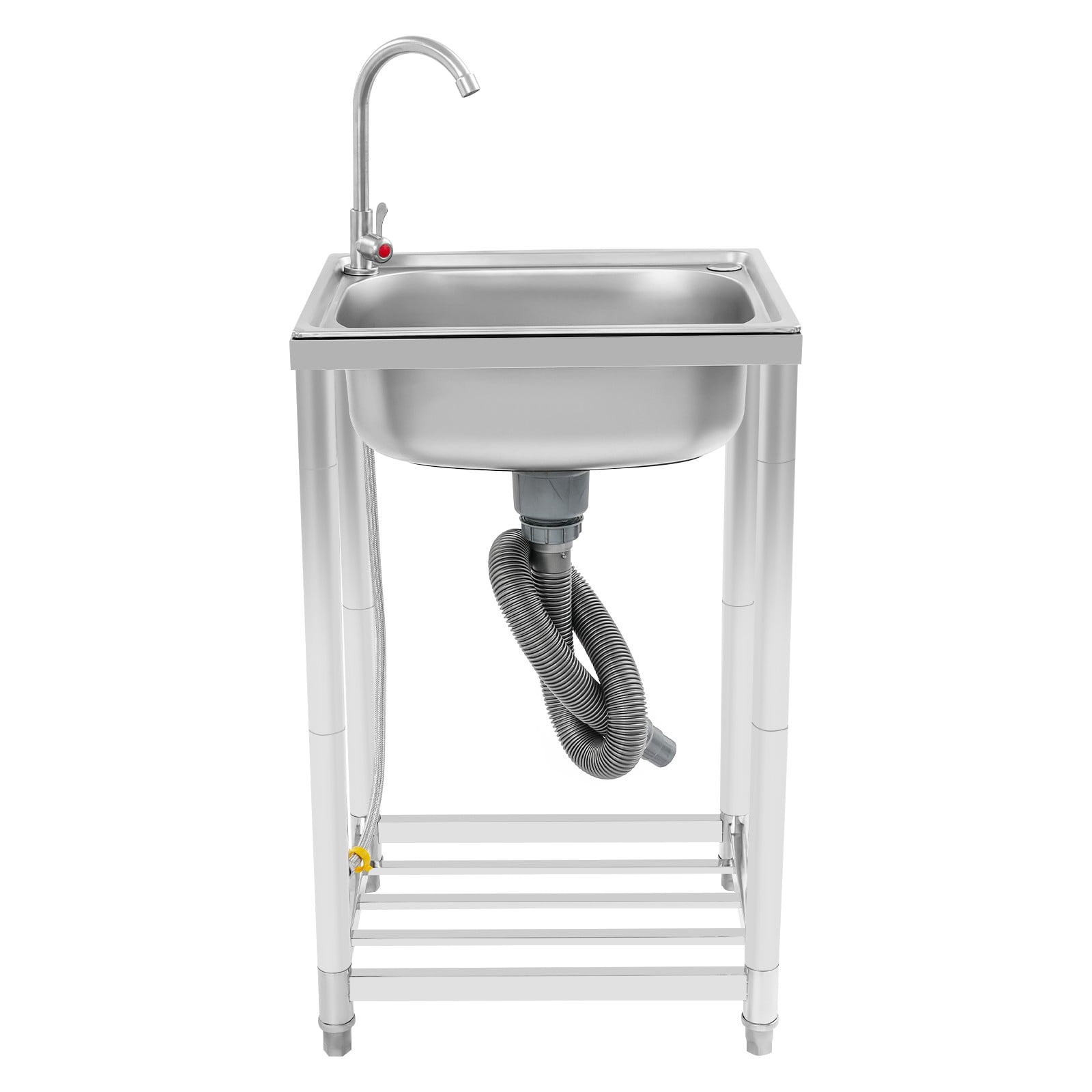 Stainless Steel Sink, 50cm Single Bowl Kitchen Sink, Freestanding Utility Sink for Laundry Room, Easy Installation