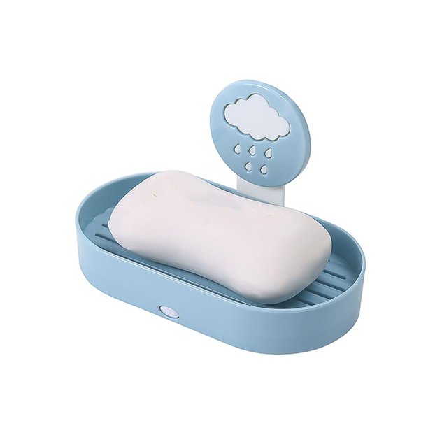 Billuyoard Jabonera de doble capa Jabonera sin perforaciones Recipiente de jabón montado en la pared con borde liso para ducha, baño, bañera y fregadero Juegos de accesorios de baño No.2 Billuyoard HA027641-02
