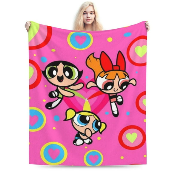 The Powerpuff Girls Bed Blanket Air Conditioner Quilt Ultra Soft Flannel Blanket All Season Fuzzy Blanket Reversible Fluffy Plush Blanket 40"X30"