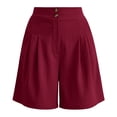thumbnail image 5 of Cagogo Women's High Waisted Shorts with Pockets Solid Casual Summer Beach Vacation Shorts Elastic Waist Lounge Trousers Travel Clothes, Wine 2XL, 5 of 6
