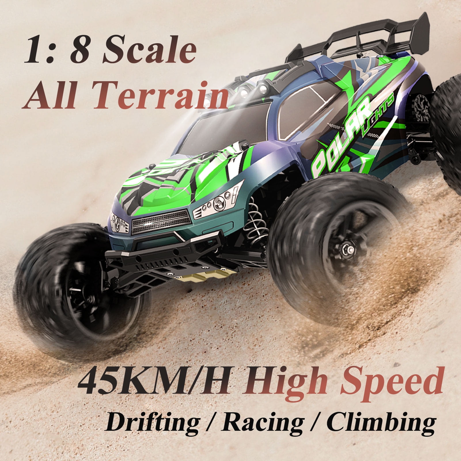 High Speed RC Car, 45KM/H, All Terrain 1:8 Off Road Vehicle, Outdoor Sport Off-Road Truck with 1 Rechargeable Batteries, Proportional Throttle/Steering, Independent Shock Absorption, Birthday Gifts