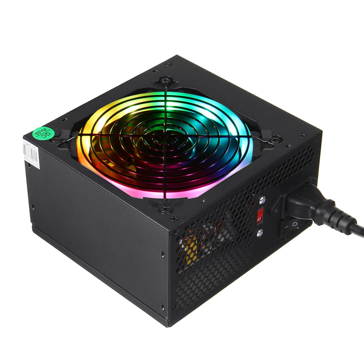 600W 12V ATX Computer Desktop PC Power Supply with RGB LED Light
