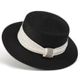 thumbnail image 3 of UTSJKR Womens Flat Crown Wide Brim Sun Hat with Rhinestone Fabric Band for Summer Local Fair Stroll Afternoon Tea Downtown Errands Wrinkle Resistant Lightweight Travel Hat Black, 3 of 6