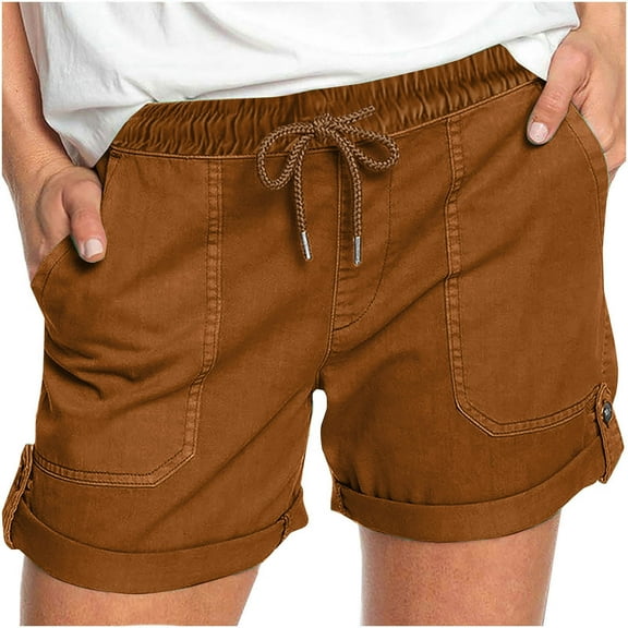 up to 50% off Womens Trousers Solid Color Shorts Pockets Slacks Straight Leg Pants Drawstring Trousers Elasticated Waist Shorts Wide Leg Slacks Plus Size Pants Outdoor Trousers