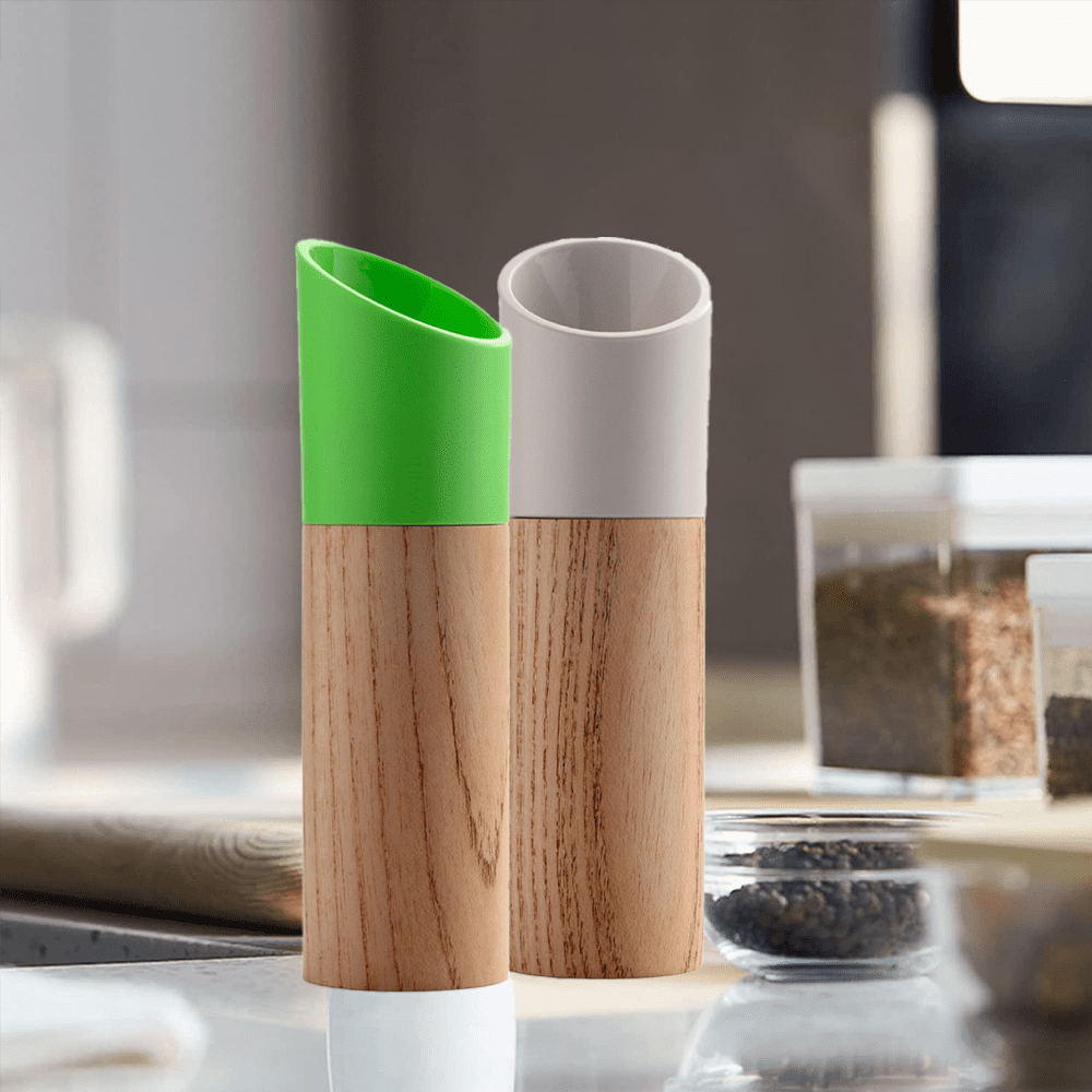 Salt and Pepper Grinder Set, Manual Wood Pepper Mill & Salt Grinder with Adjustable Coarseness