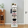 thumbnail image 4 of Gymax Rotated Shoe Rack 9 Tier Wooden Shoe Organizer w/Hooks & Anti-drop Railing White, 4 of 10