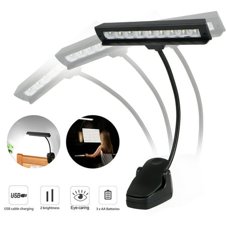Lighting Piano Light 9 LED Music Stand Lights, Brightness Adjustable LED Book Lights, USB and Battery Operated Read Lights, Portable Night Light for Piano, Travel and Bookworms ()