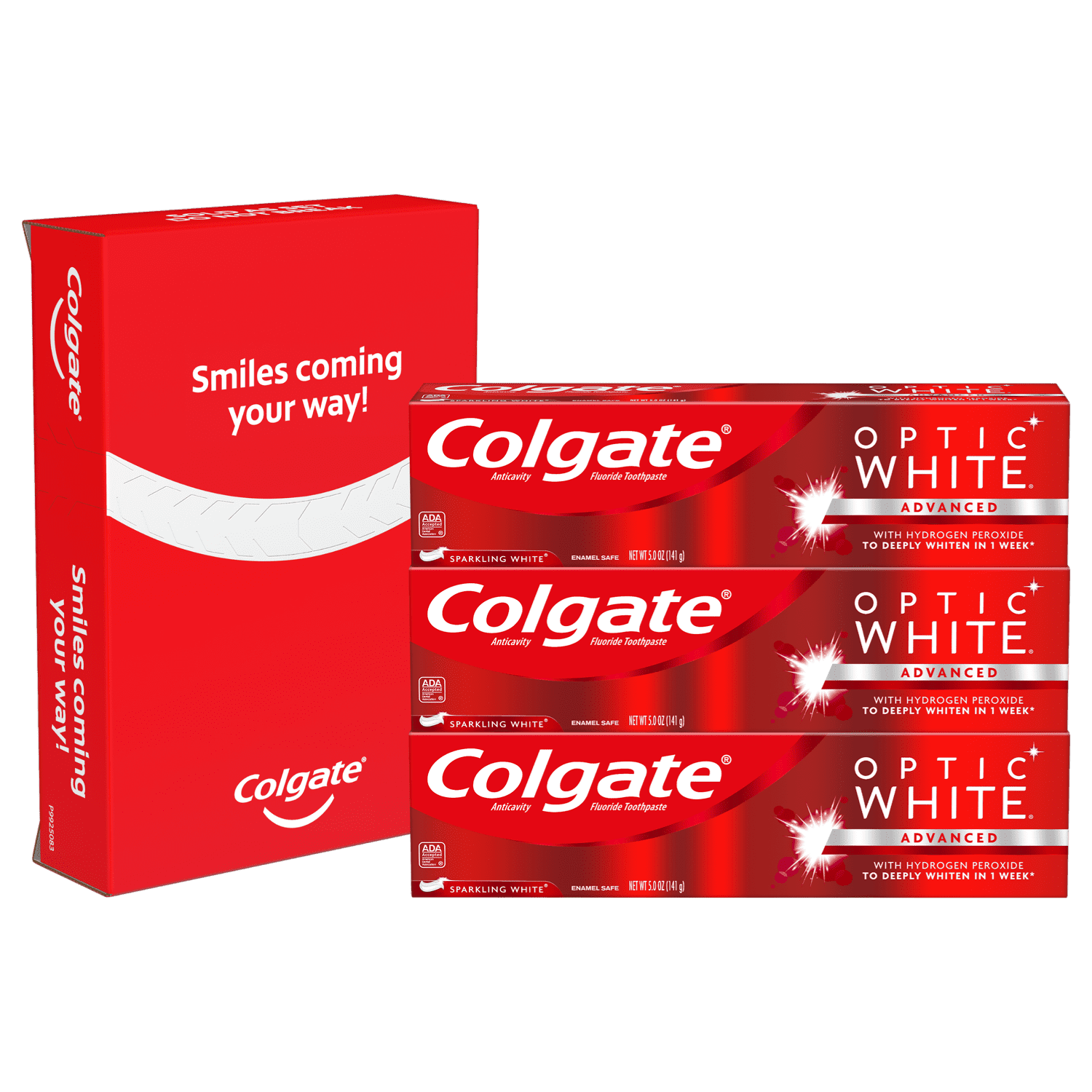 Colgate Optic White Whitening Toothpaste Sparkling Mint 5 Oz 3 Pack Walmartcom